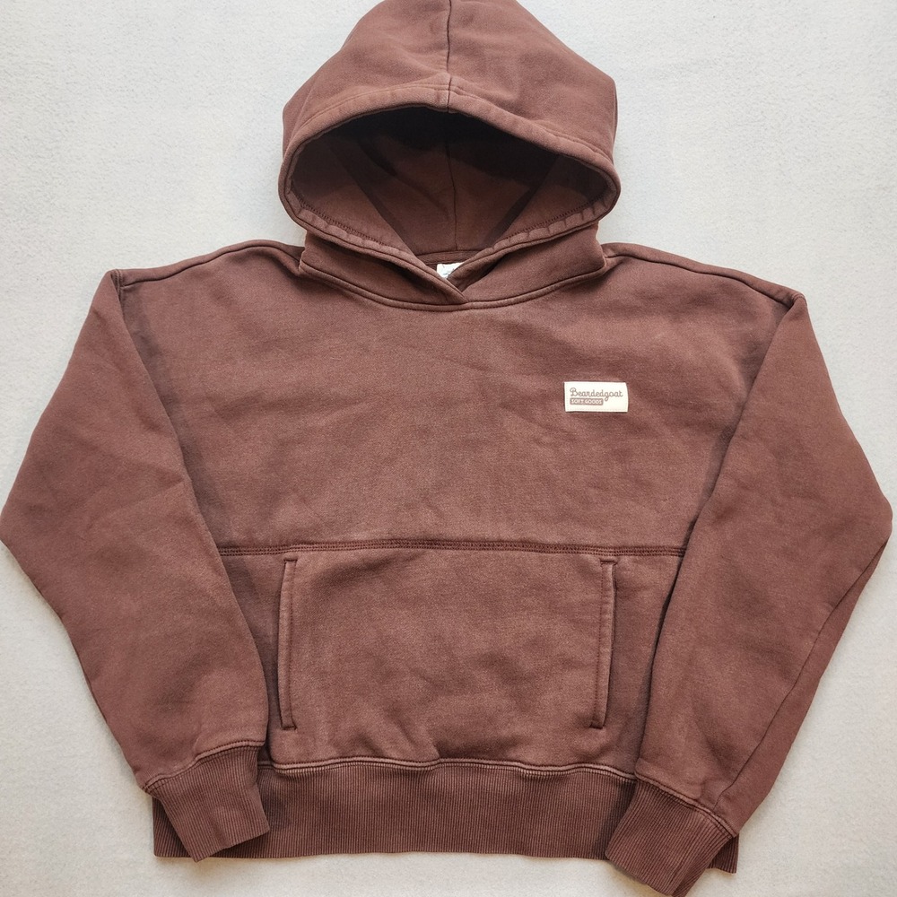 Beardedgoat Soft Goods Brown Hoodie Womens Medium Boxy Fleece Sweatshirt M - Picture 2 of 8